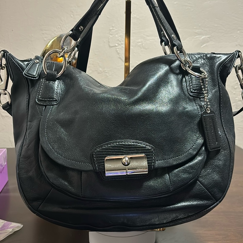 Coach Tote Bag Leather Black Solid Color - image 1